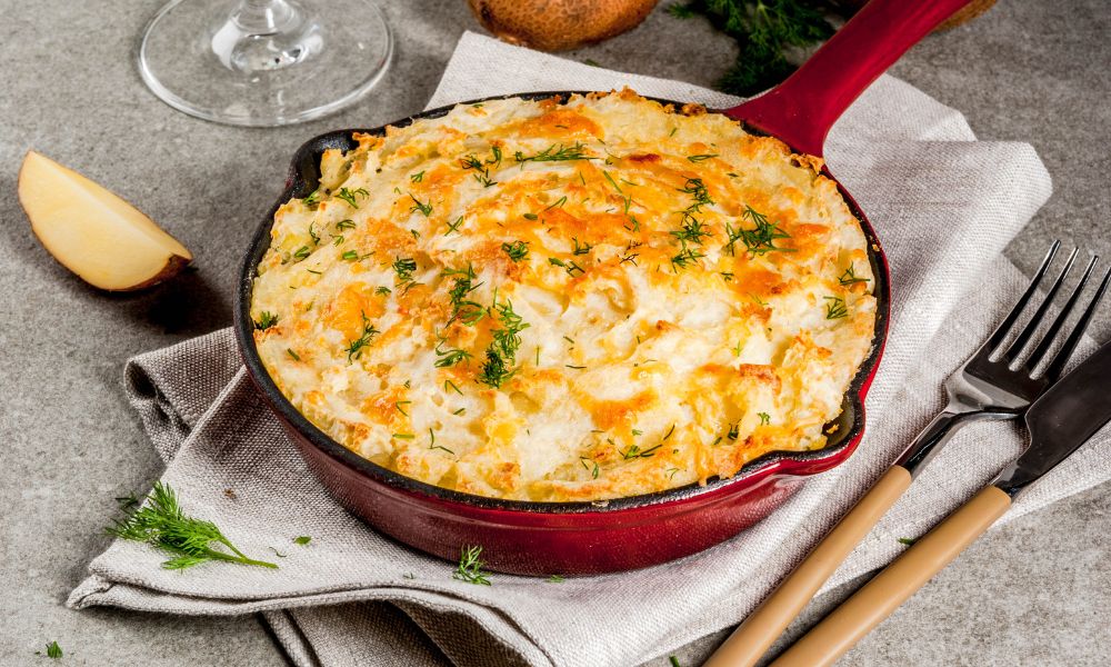 Escondidinho de Cogumelos com Purê de Batata-Doce